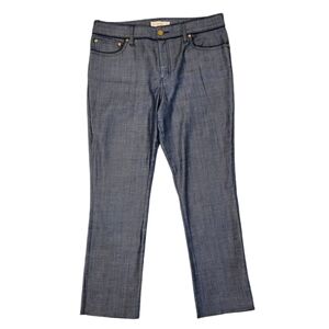 Tory Burch Women's Jeans High Rise Dark Blue Wash Gold Buttons Women's Size 30